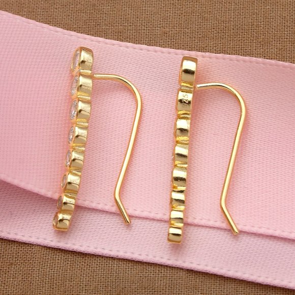 NEW Gold Crawler Earrings, Ear Climber, Minimalist Cuff Earrings, Gift For Women - Picture 3 of 9